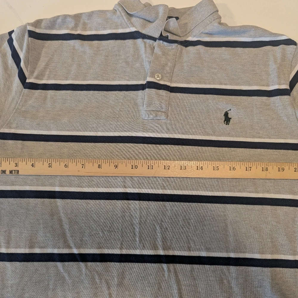Polo by Ralph Lauren Men's Gray Striped Short-Sleeve Shirt, Size Large